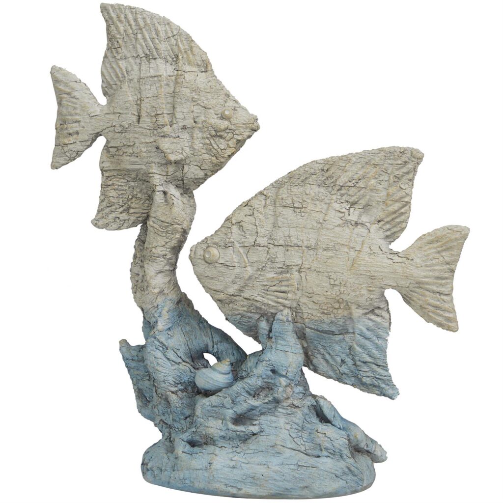 25875 Escultura peces base resina terminado en piedra