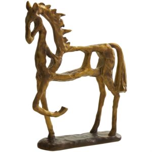 31112  Caballo  silueta,metal dorado,