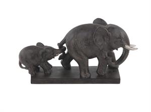 38259 Esc. Elefante jalando, resina,negro