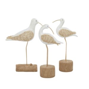 58066 Juego de  3 Garzas resina beige ,