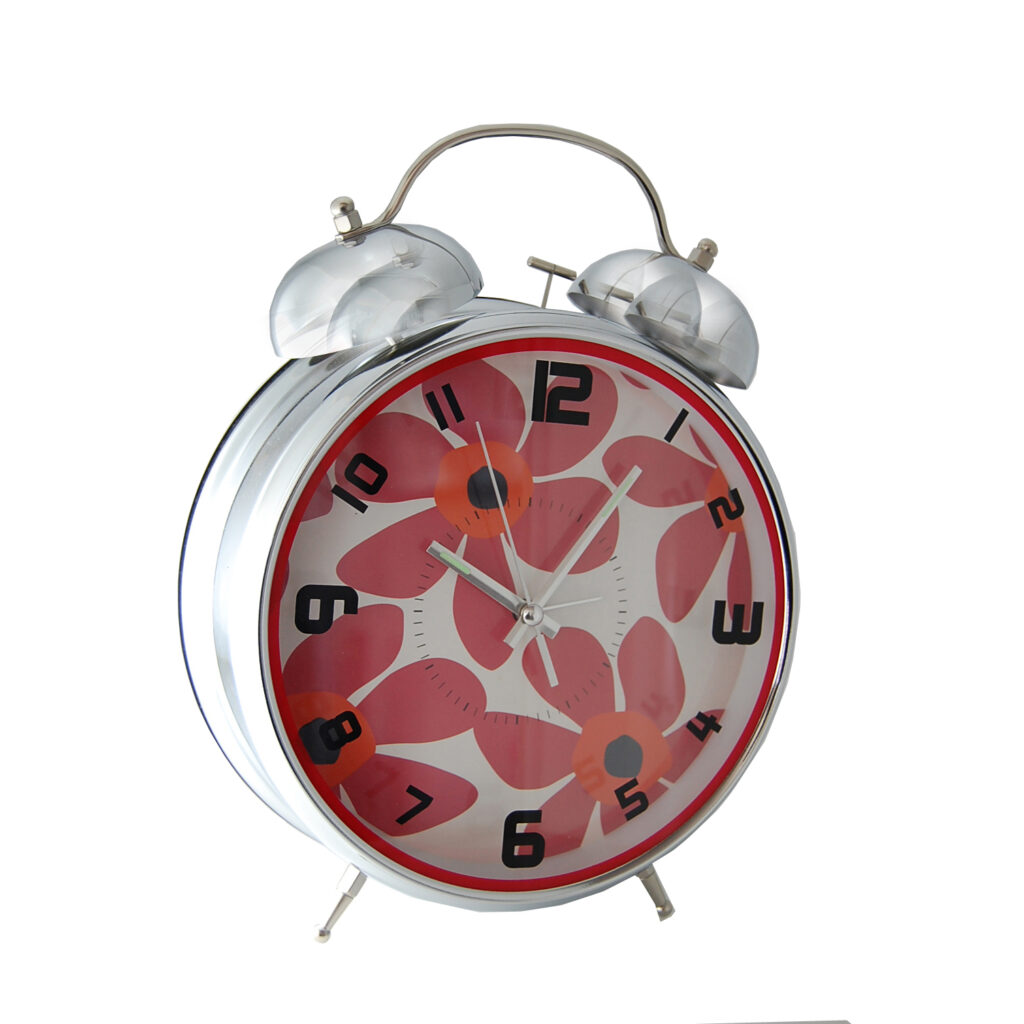 62618 Reloj despertador aluminio flores rojas