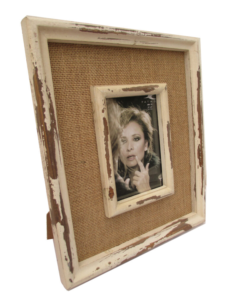 80322 Portarretrato madera vintage yute beige